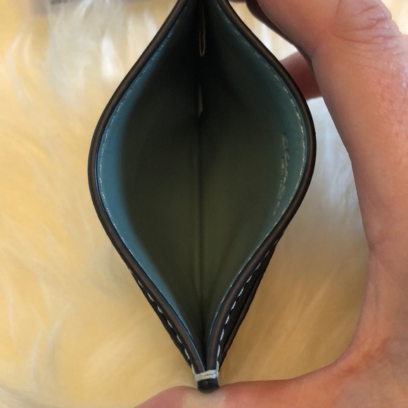 Coach Credit Card Case Khaki/Aqua Marine NWT - Picture 5 of 6